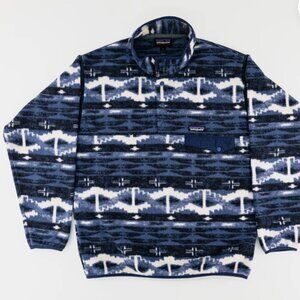 Patagonia Mens Medium Synchilla Snap-T Fleece Pullover Sweater Jacket stone blue